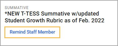 A button to remind a staff member to complete an evaluation document.